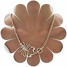 Punk Scorpion Choker Necklace Curved Bar Zodiac Collar Necklace Exaggerate Diamond Scorpion Chain Toggle Clasp Necklace Costume Halloween Statement Scorpion Necklace Jewelry for Women Men
