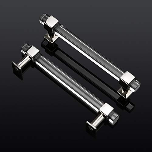 Mengico 25 Pack Cabinet Pulls 5 Inch Hole Center Kitchen Cabinet Handles Polished Chrome Modern Drawer Pulls Acrylic Cabinet Hardware For Bathroom And Bedroom #TOP1