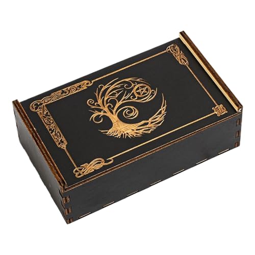 de almacenamiento para tarjetas de tarot, de joyería de madera, contenedor de tarjetas de astrología, de almacenamiento Pulltarot, de baratijas de gran capacidad, organizador de