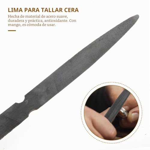 Miniatura 2 de Operitacx Lima De Cera Semicircular Resistente De Doble Para Modelado Y Tallado Herramienta De Acero Suave Mango Ergonómico Para Joyería Bricolaje Y Carpintería
