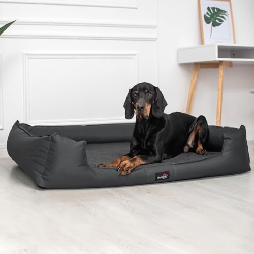tierlando® Orthopädisches Hundebett Goofy für große Hunde XL bis XXXL mit waschbarerem Polyester-Bezug, ideal bei Gelenkproblemen Größe: 110x90cm | Farbe: 02 Graphit