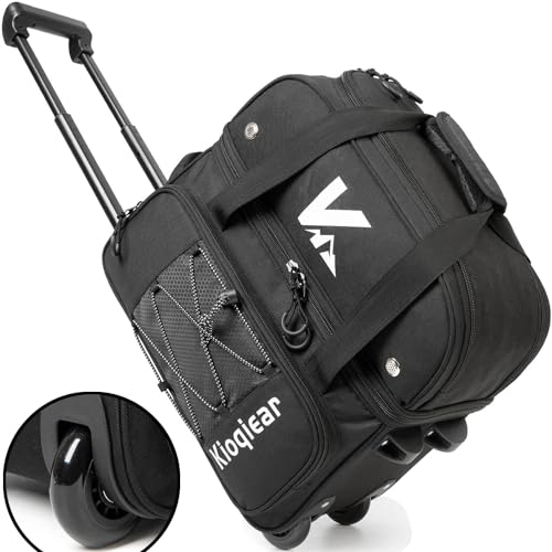Kioqiear 2 Ball Roller Bowling Bag with Wheels & Separate Shoes Pocket