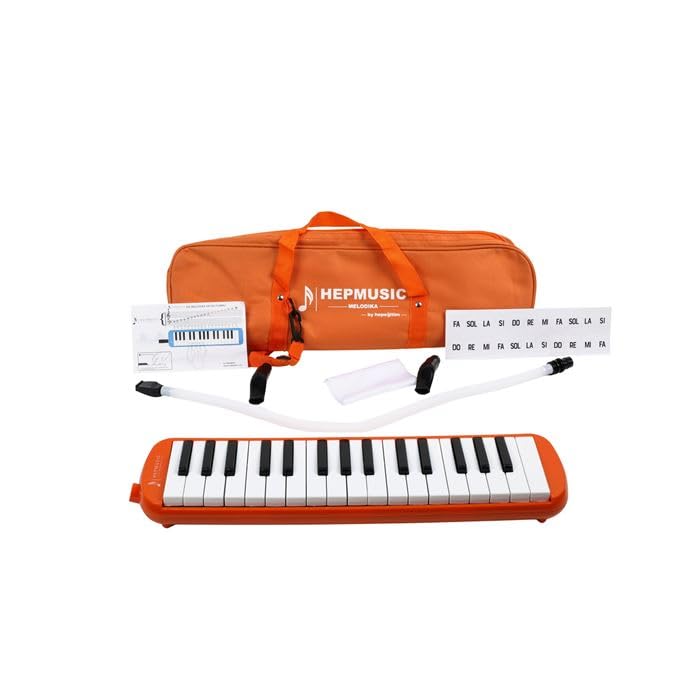 32 Tuşlu Bez Çantalı Turuncu Melodika (Yedek Ağızlıklı)