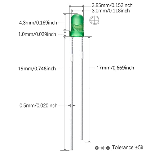 AUKENIEN Diodi LED 3MM 15 Colori 450 pezzi Diodo