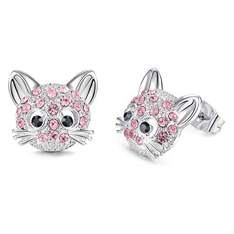 Lanqueen Cat Earrings for Girls Kitty Cat Studs Earring for Daughter girls Cat Lovers Birthday Gift Cover