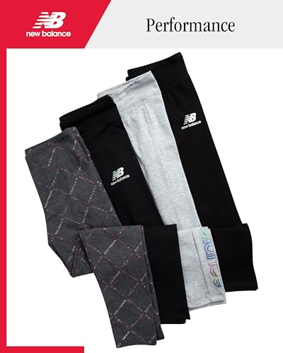 New Balance Active Girls Leggings - 4 Pack Girls Athletic Leggings Yoga Pants Running Workout Kids Dance Tights (7-16)3