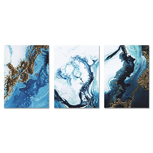 YABINGA Pintura de Arte de mármol Abstracto del océano, Lienzo, póster Impreso, Cuadros de Pared, decoración del hogar (60 × 80 CM/23,6 × 31,4 Pulgadas) × 3 Piezas sin Marco Cover