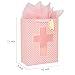 Loveinside Pink Gift Bag with Cross Design, Tissue Paper for Baby Girl Baptisms, Christenings, First Communions Religious Occasion- 10