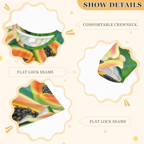 Papaya Monstera Green Boy's Rash Guard Swim Shirt Long Sleeve Sun Shirt for Kids Toddler UPF50+3