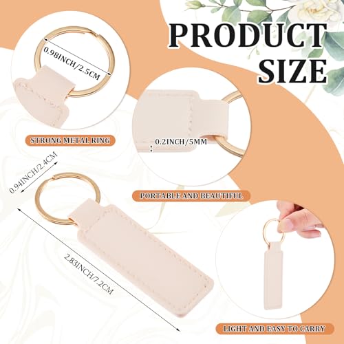 Image of Leather Key Fob Kit with Metal Rings, PU Leather Keychains Blank for Laser Engraving, DIY Craft Tools
