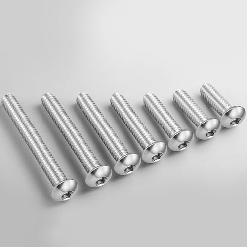 Image of 1 /4-20 x 1-1 /4 Inch Button Head Socket Cap Bolts Screws,304 Stainless Steel 18-8,Fully Threaded,Bright Finish,with Hex Spanner(20Pcs)