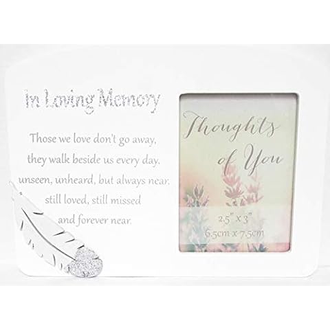Thoughts of you In Loving Memory Memorial Wooden Photo Frame with Sentimental Verse Cover
