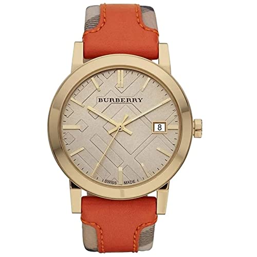 Burberry Women's Bu9016 Large Check Leather On Canvas Strap Watch #TOP19