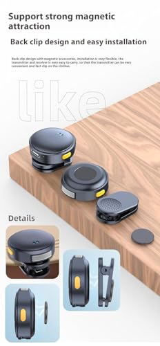 Image of Wireless mic for YouTube Round Magnetic Button Microphone with Dual Noise Reduction, Digital Display, Charging Case, Professional Recording YouTube vlogging