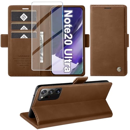 Étui pour Samsung Note 20 Ultra 5G housse rabat cuir marron