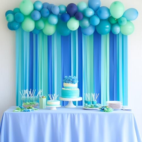 Image of 6 Blue Streamers, 492ft Pack of Crepe Paper Bachelorette Party Decorations