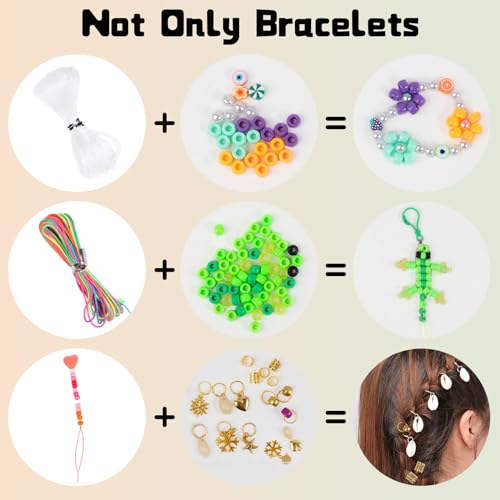 THRELE 4000pcs Pony Beads Friendship Bracelet Making Kit Included 96 Colors Kandi Bead,Letter Beads,Beads for Bracelet Making Kit DIY Crafts