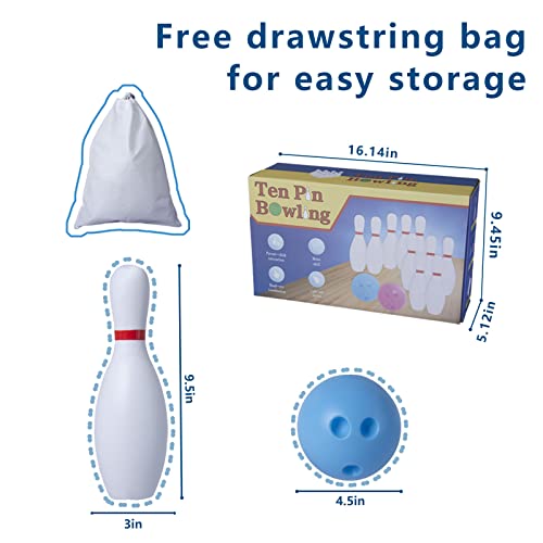 Shonoppy Kids Bowling Set, Toddler Bowling Set With 10 Classical Bowling Pins And 2 Plastic Balls, Suitable As Toy Gifts, Early Education, Indoor Outdoor Bowling Games Toys For Toddlers 3-15 Years Old #TOP4