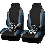 CAR PASS® AquaShield Neoprene Waterproof Car Seat Covers for Front Seats Only, High Back Bucket Seat Cover,Airbag Compatible, Line Rider Seat Covers Universal Fit for Auto Truck Van SUV (Black Blue)