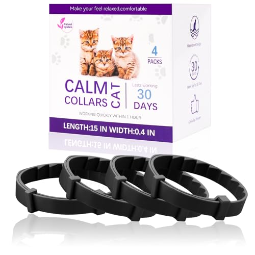 4-Pack Cat Calming Collar, Breakaway Cat Collar for Kittens to Large Cats, 4-Week Long Lasting, for Cat Anxiety Relief, Ideal for Indoor Cats(Black) - image 7