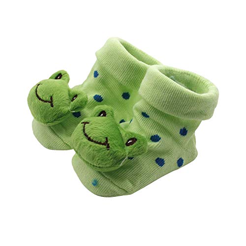 Peakpet 3D Cartoon Babysocken Winter Baumwolle warm Babysöckchen Mächen Junge Kleinkind Anti-Rutsch Laufsocken 0-12 Monate Neugeborene kreative Erstlingssöckchen (Frosch, 0-6 Monate) Cover