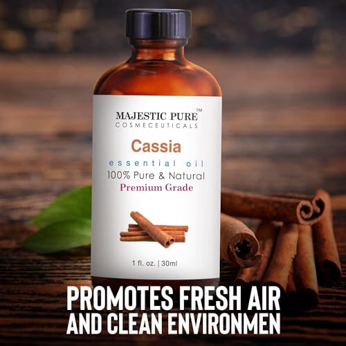 Image of Majestic Pure Cassia Essential Oil for Diffuser - 1 Fl Oz | 100% Natural Essentials Oils Ideal for Relaxing Tense Mood, Eliminating Odor, Creating Peaceful Atmosphere for Sleep & Work