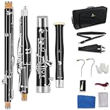 ROWELL Maple Bassoon C Key Professional Bassoon with Self-Locking Mechanism 26 Keys Silver Plated Bassoons Instrument with Case and Care Kit, Ideal for School Band, Orchestra, and Home Practice Black