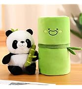 FPYWO Cute Panda Stuffed Animal,Soft Panda and Bamboo Reversible Plush,Panda Bear Plush Hugging P...