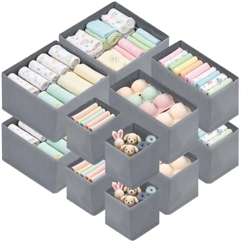 Organiser Drawers Set of 12 Boxes, Wardrobe Organizer Non-Woven C...