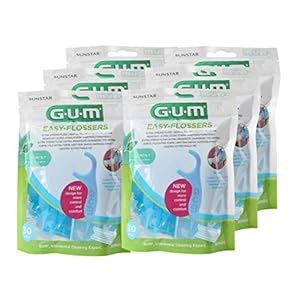 6 x GUM Easy Floss tandzijde, inclusief houder, interdentale floss-sticks