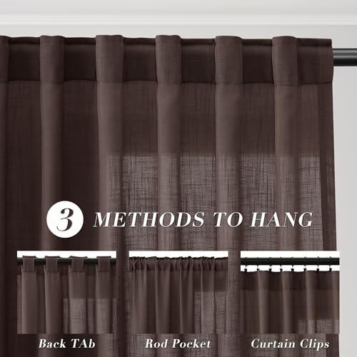 Image of Joywell Linen Curtains 84 Inches Long for Living Room Coffee