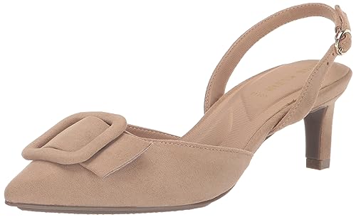 Anne Klein Womens Infinity Faux Suede Kitten Heel Slingback Heels