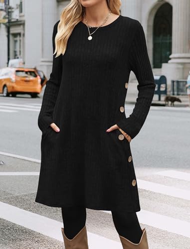 Fall Winter Tunic Dress with Pocket...