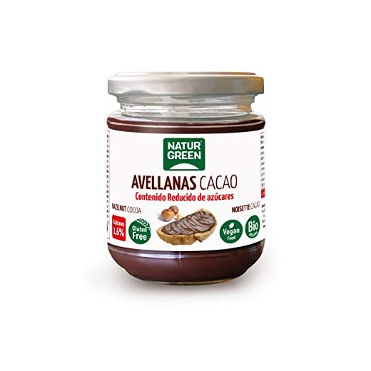 NATURGREEN Crema Avellanas Cacao Contenido Reducido de Azúcares, Multicolor, Estandar