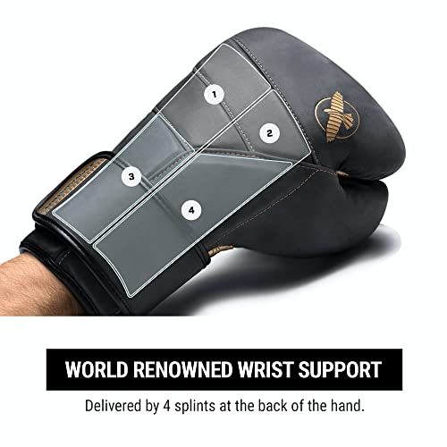 Image of Hayabusa T3 LX Leather Boxing Gloves Men and Women for Training Sparring Heavy Bag and Mitt Work - Obsidan /Gold, 12 oz