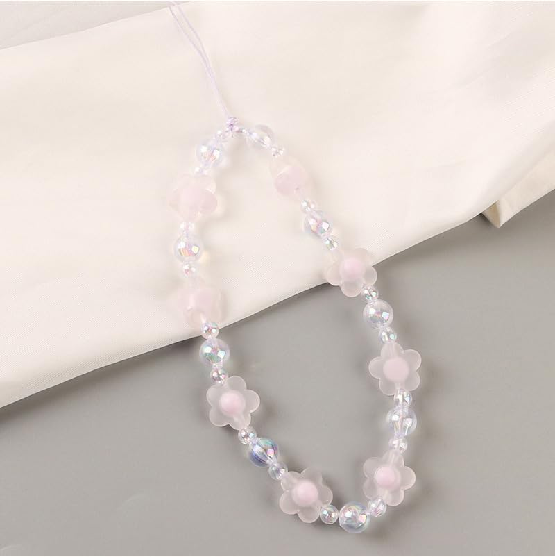 Miniatura 5 de tenghong2021 Correa de cadena bohemia con cuentas para teléfono, llavero de mariposa, flor y perla para teléfono para mujeres y niñas