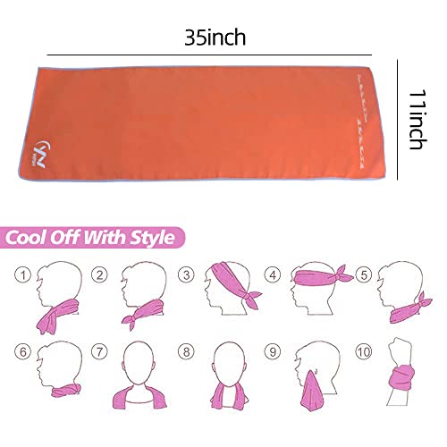 Ynwpjh Cooling Towel Soft Lightweight Breathable Quick Dry Microfiber Camping Towel For Sports Yoga Non Slip Gym Golf Workout 35”X11” (Orange) #TOP1