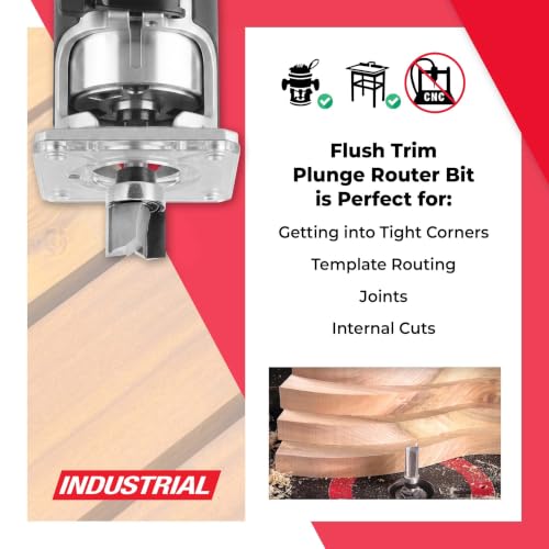 Image of Amana Tool - 45482 Carbide Tipped Flush Trim Plunge Template 5 /8 Dia x 1 /2 x 1 /4 inch Shan