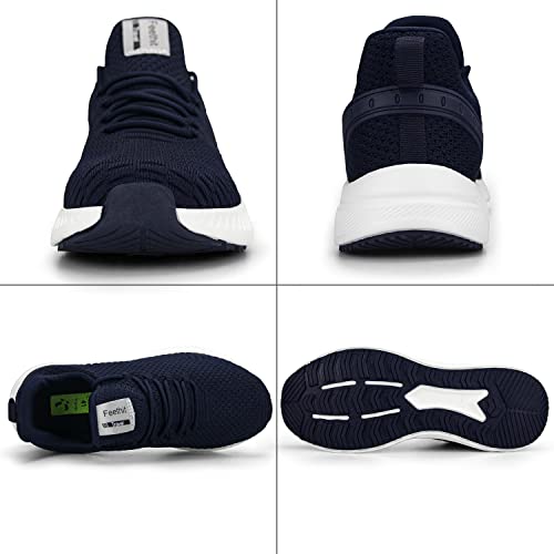 Feethit Mens Slip On Walking Shoes Blade Tennis Shoes Non Slip Running Shoes Lightweight Workout Shoes Breathable Mesh Fashion Sneakers Dark Blue Size 10.5 #TOP4