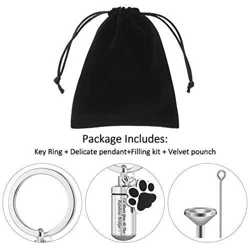 Nibana Personalized Cremation Jewelry For Ashes, Dog Paw Prints Urn Keychain For Ashes, Cylinder Memorial Ash Keepsake Pendant For Dog Cat Pet #TOP2