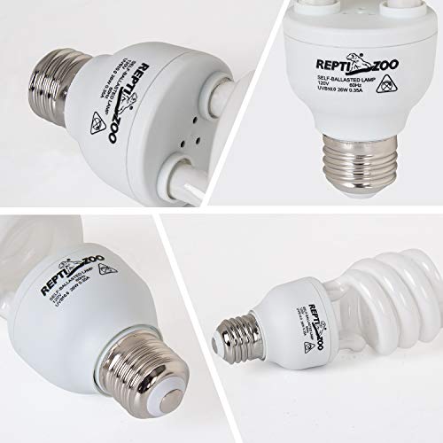 REPTIZOO Energy Saving Lamps UVB Bulb,Spiral Compact 26 Watts UVB 10.0 Reptile Light Bulb Fit for Desert Type Reptile/Snake/Lizard/Insect/Leopard Tortoise