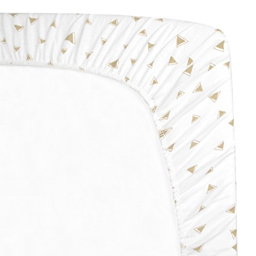 Image of American Baby Company Fitted Pack N Play Playard Sheet 27 inch x 39 inch, Soft Breathable Neutral 100% Cotton Jersey Pack and Play Sheet, Taupe Triangles, for Boys and Girls, Fits Most Mini Crib Mattresses