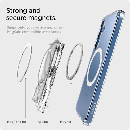 Image of Spigen Ultra Hybrid (MagFit+) Magnetic Card Holder up to 3 Cards, Designed for Galaxy S26 /S25 Series Magnetic Case Only and iPhone 17 /16 /15 /14 /13 /12 Models - Crystal Clear