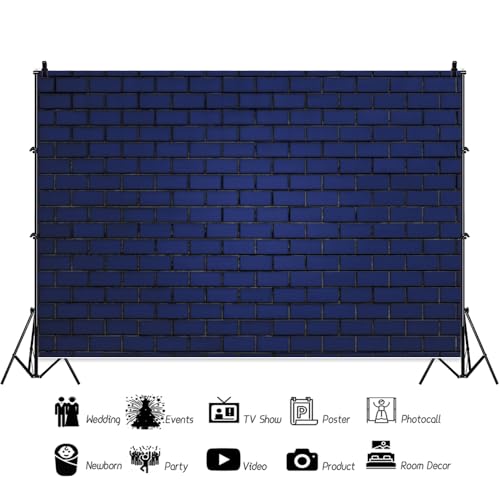 ChloropLastid 10x8ft Blue Brick Wall Backdrop Vintage Retro Tone Texture Stone Brick Wall Photography Background Kids Adult Birthday Party Decor Artistic Portrait Photoshoot Booth Props