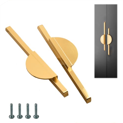 Fayemint 2 Pezzi Maniglie per Armadietti Semicerchio, Maniglie Oro per Armadietti, Maniglie per Armadietti Semplice, con Viti, per Armadi, Comò, Guardaroba（Oro）