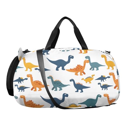 Duffle Bag for Boys or Girls with Shoes Compartment, Dinosaurs Watercolor C Sports Travel Bag Overnight2