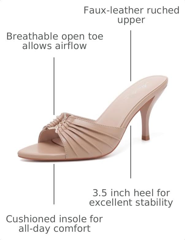 Image of Mostrin Kitten Heels for Women Summer Mules Heels Stiletto Heeled Sandals Slip On Backless Dressy Womens Sandals