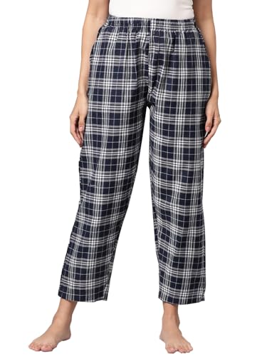 Image of KRYPTIC Women's 100% Pure Cotton Woven Pyjama | Mid Rise Relaxed Fit Full Length Nightwear Pant with Elasticated Drawstring Waistband & Side Pocket | Comfortable Lounge, Sleepwear & Casual Bottom Wear