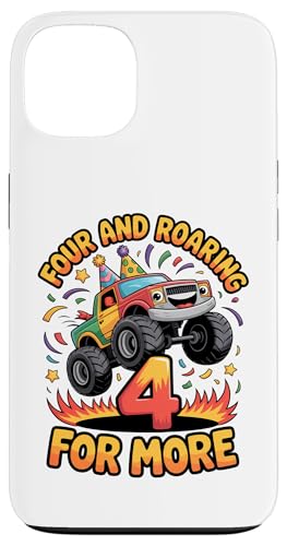 Four and Roaring for More Funny 4th Birthday�g���b�N �X�}�z�P�[�X iPhone 13 �p