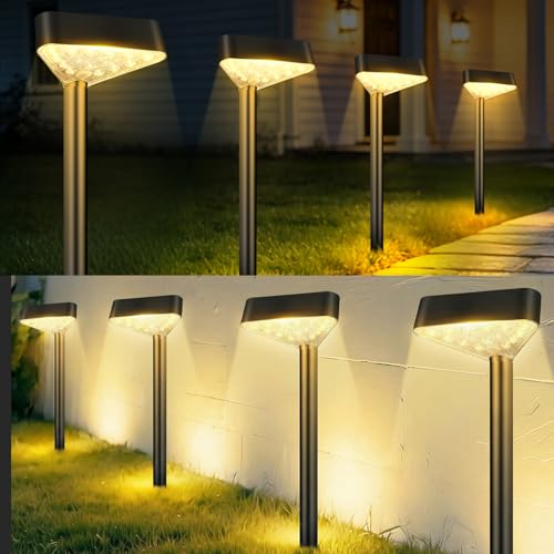 8 Pack Solar Pathway Lights Outdoor, Bright LED Solar Landscape Lights